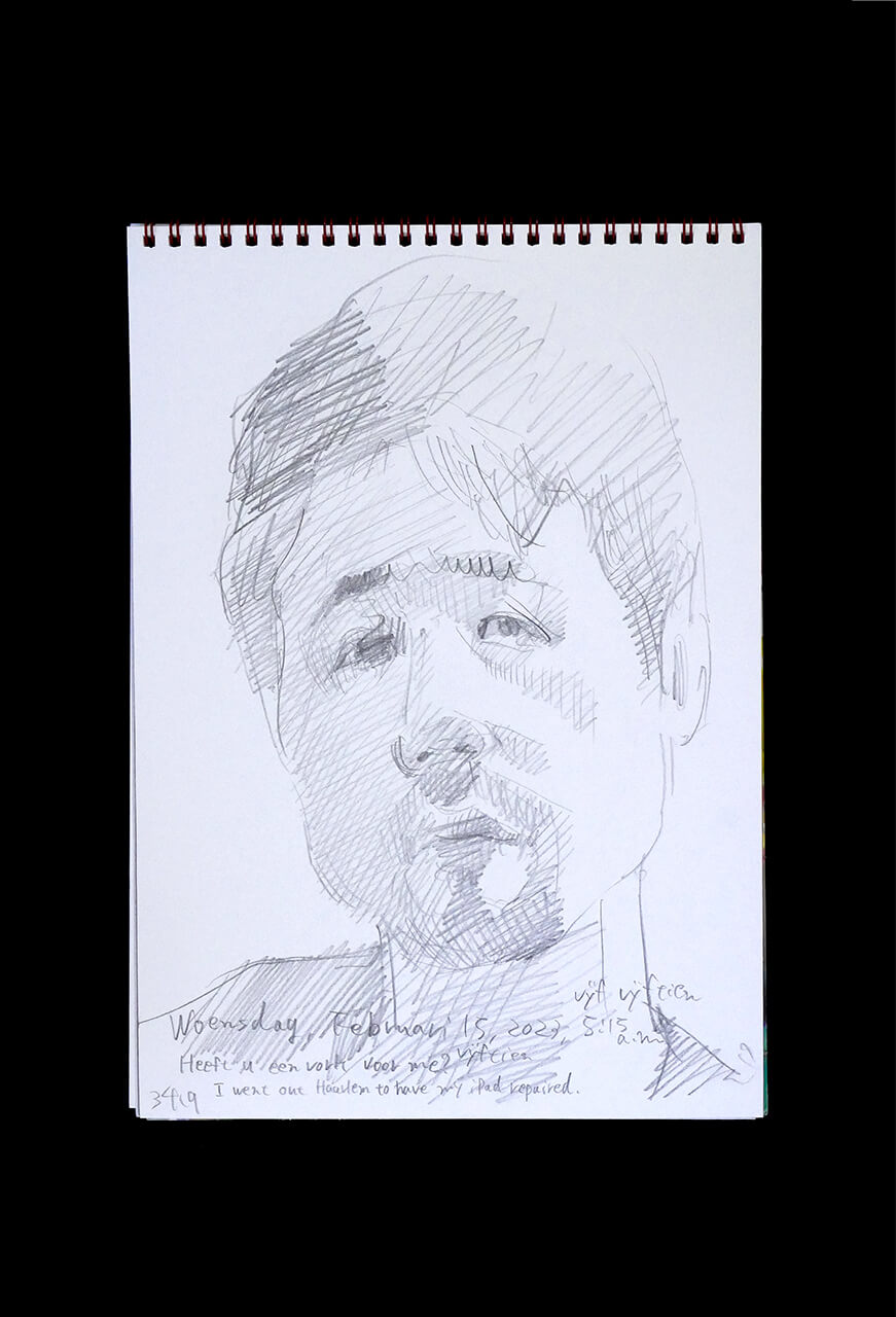 Contemporary artist SHINTAKU Tomoni's 2023/2/15 Self-portrait or pencil drawing