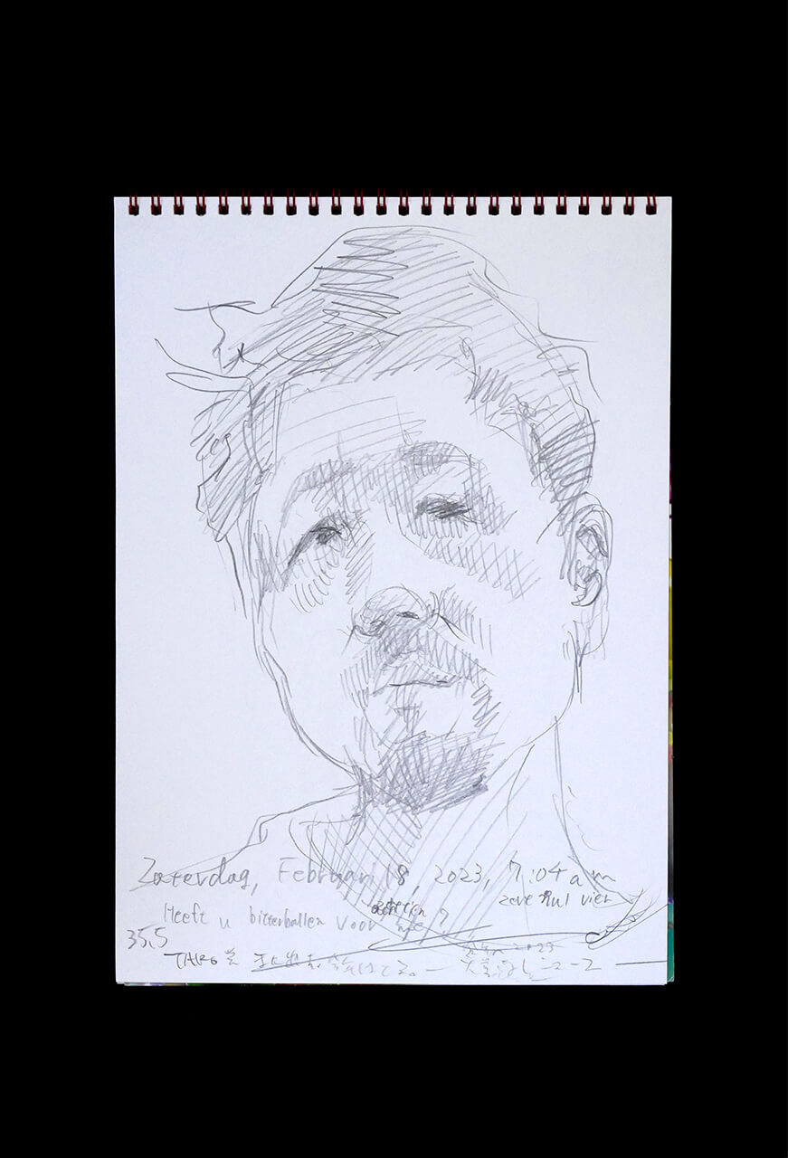 Contemporary artist SHINTAKU Tomoni's 2023/2/18 Self-portrait or pencil drawing