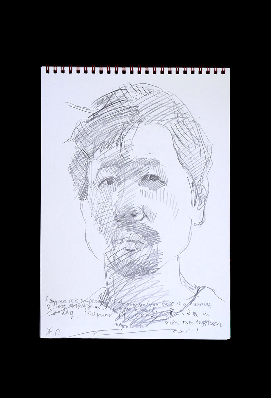 Contemporary artist SHINTAKU Tomoni's 2023/2/19 Self-portrait or pencil drawing