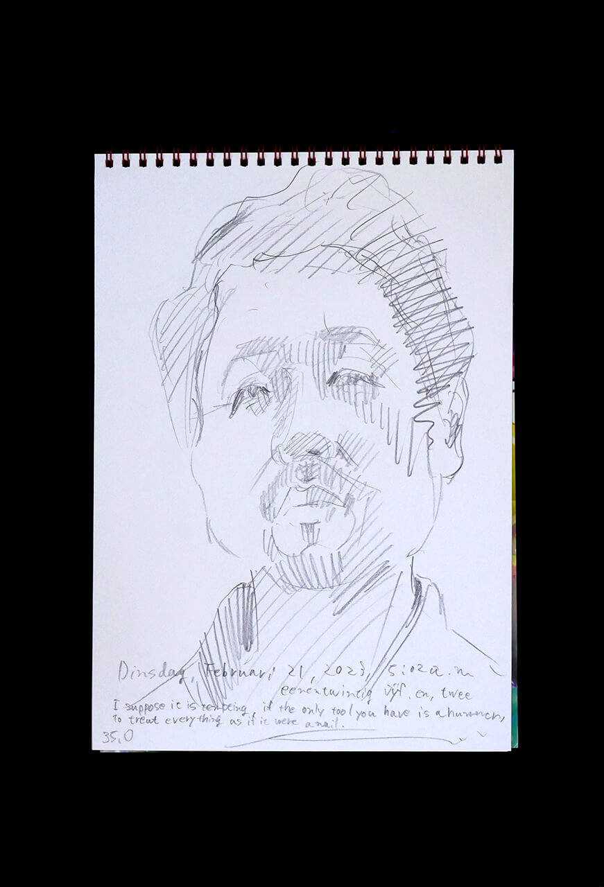 Contemporary artist SHINTAKU Tomoni's 2023/2/21 Self-portrait or pencil drawing