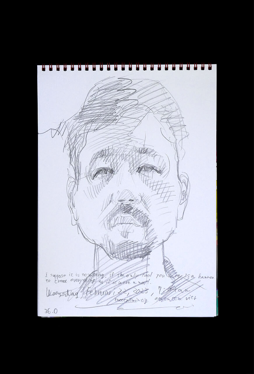 Contemporary artist SHINTAKU Tomoni's 2023/2/22 Self-portrait or pencil drawing