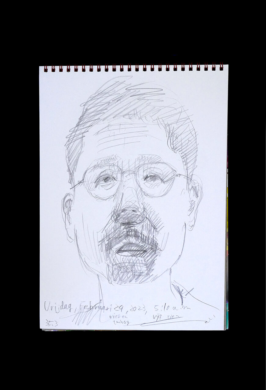 Contemporary artist SHINTAKU Tomoni's 2023/2/24 Self-portrait or pencil drawing