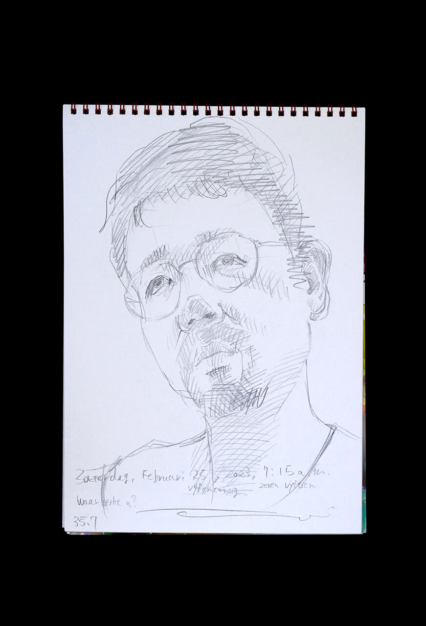 Contemporary artist SHINTAKU Tomoni's 2023/2/25 Self-portrait or pencil drawing