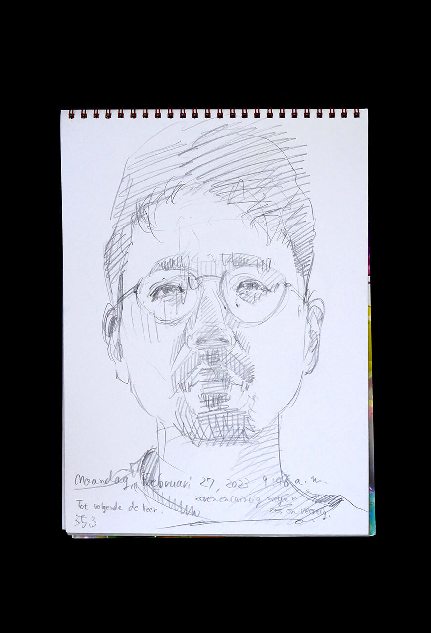 Contemporary artist SHINTAKU Tomoni's 2023/2/27 Self-portrait or pencil drawing
