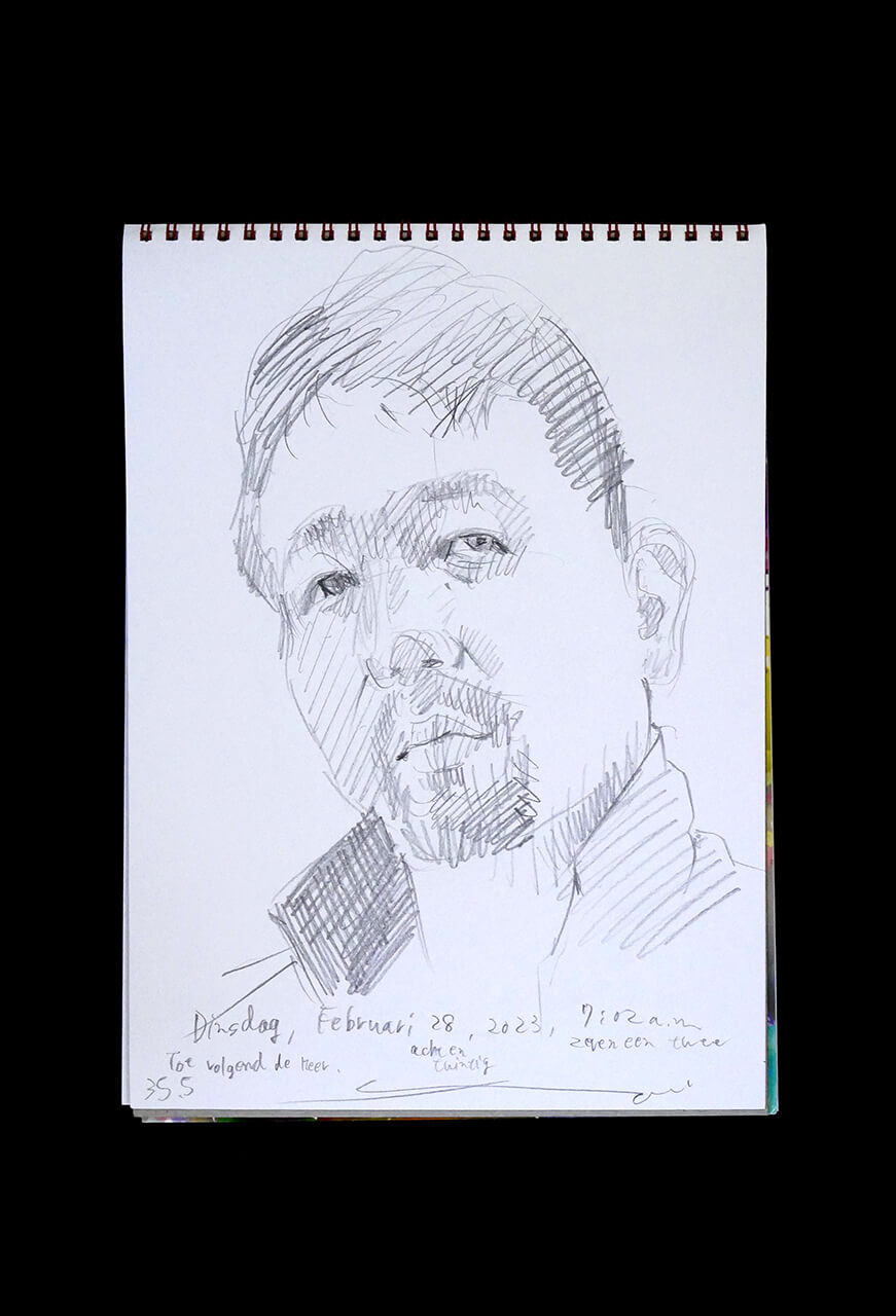 Contemporary artist SHINTAKU Tomoni's 2023/2/28 Self-portrait or pencil drawing