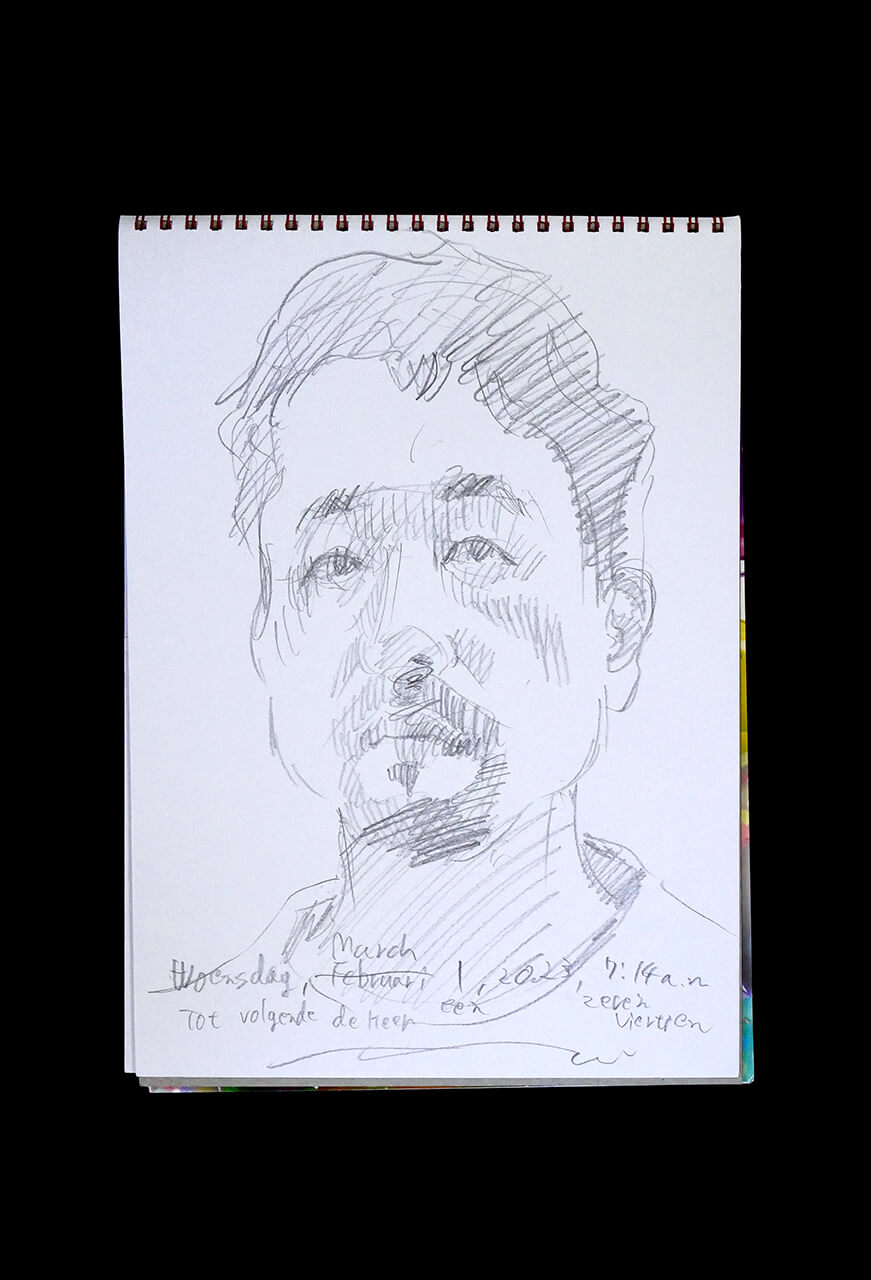 Contemporary artist SHINTAKU Tomoni's 2023/3/1 Self-portrait or pencil drawing