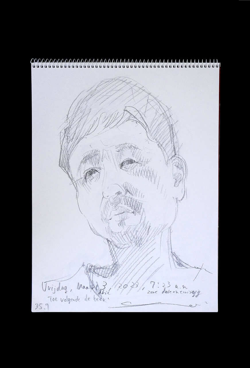 Contemporary artist SHINTAKU Tomoni's 2023/3/3 Self-portrait or pencil drawing
