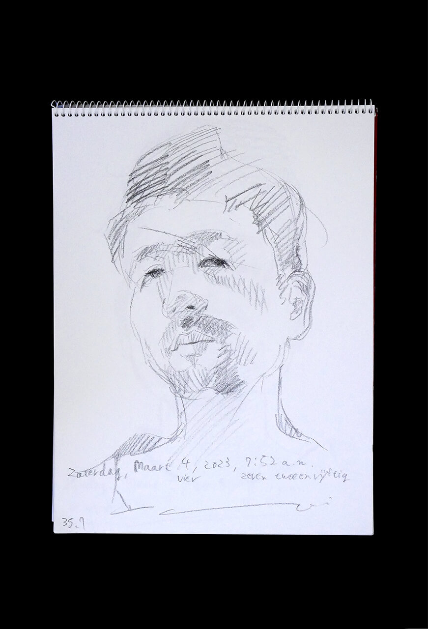 Contemporary artist SHINTAKU Tomoni's 2023/3/4 Self-portrait or pencil drawing