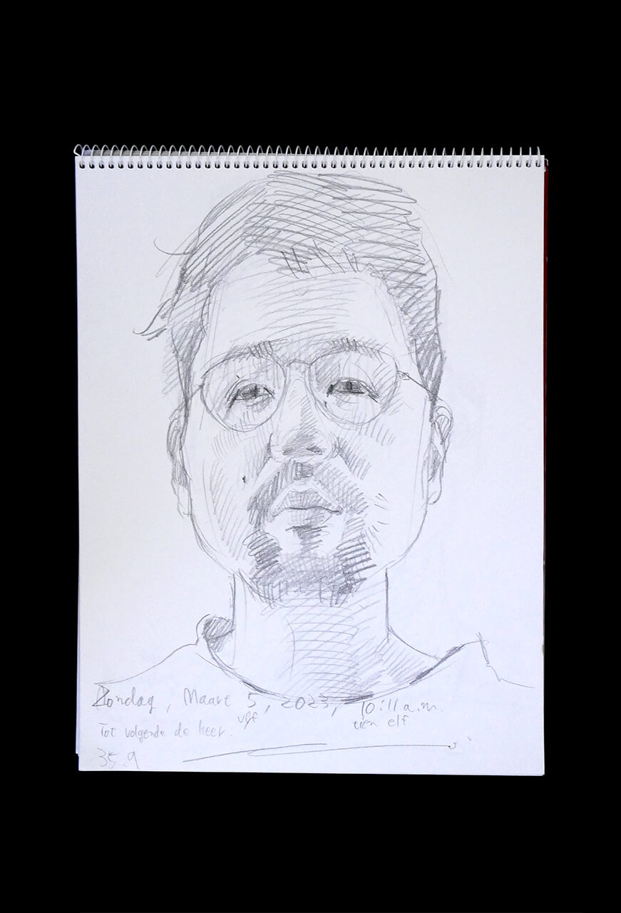 Contemporary artist SHINTAKU Tomoni's 2023/3/5 Self-portrait or pencil drawing