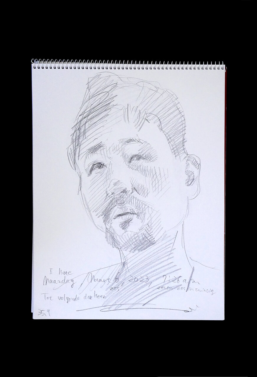 Contemporary artist SHINTAKU Tomoni's 2023/3/6 Self-portrait or pencil drawing