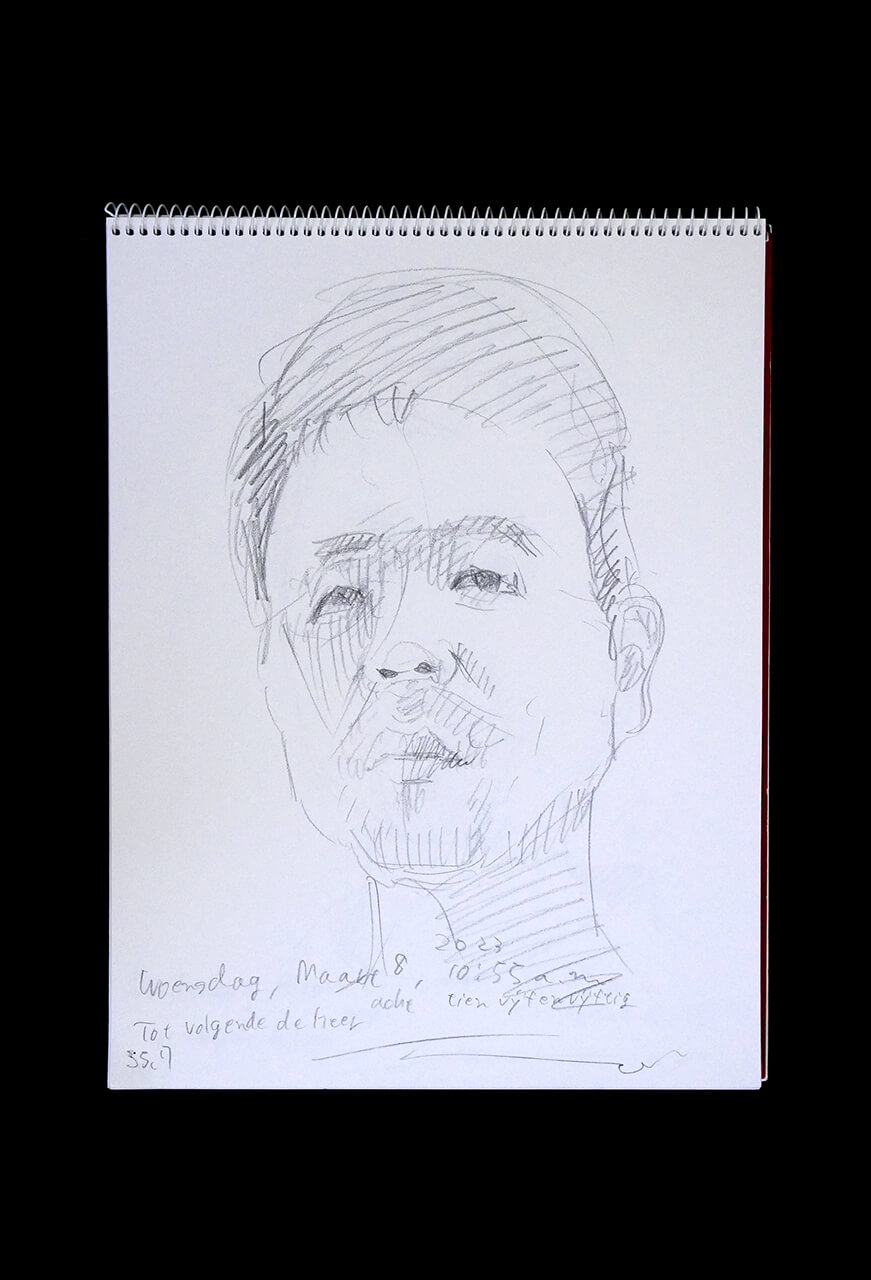 Contemporary artist SHINTAKU Tomoni's 2023/3/8 Self-portrait or pencil drawing