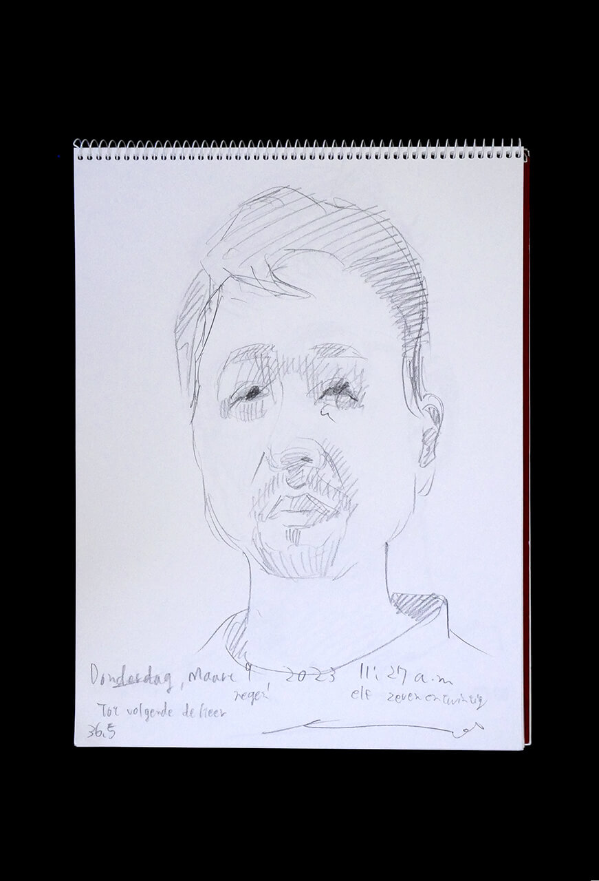 Contemporary artist SHINTAKU Tomoni's 2023/3/9 Self-portrait or pencil drawing