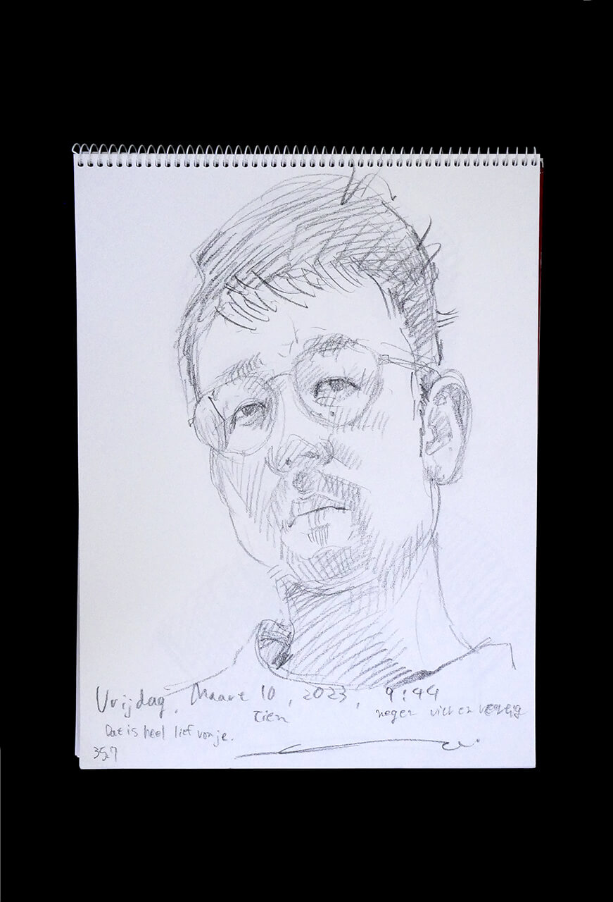 Contemporary artist SHINTAKU Tomoni's 2023/3/10 Self-portrait or pencil drawing