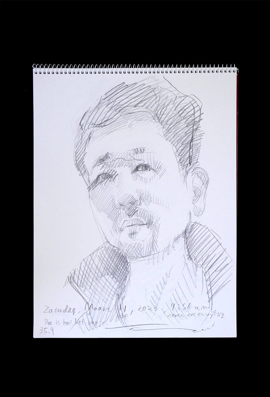 Contemporary artist SHINTAKU Tomoni's 2023/3/11 Self-portrait or pencil drawing