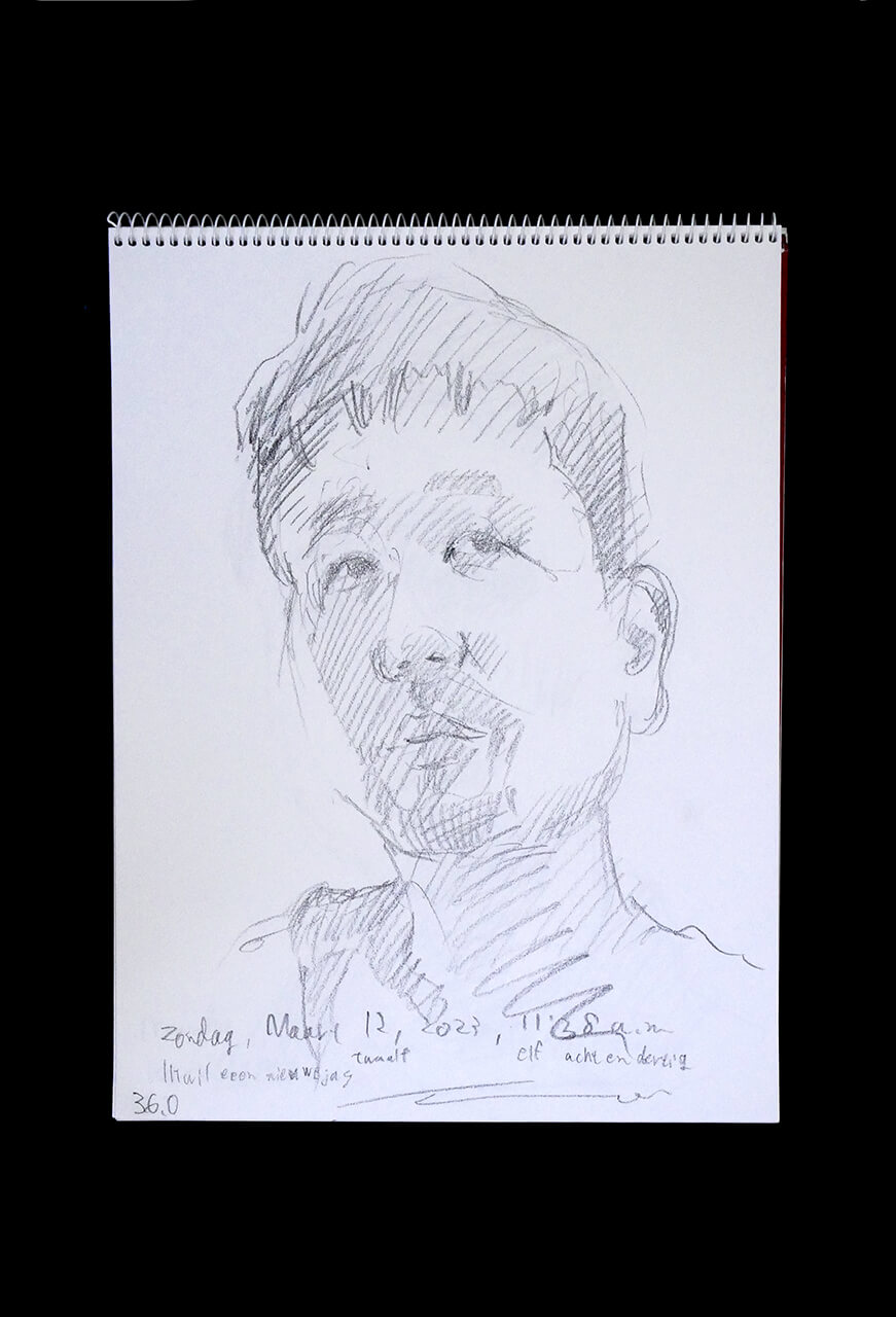 Contemporary artist SHINTAKU Tomoni's 2023/3/12 Self-portrait or pencil drawing