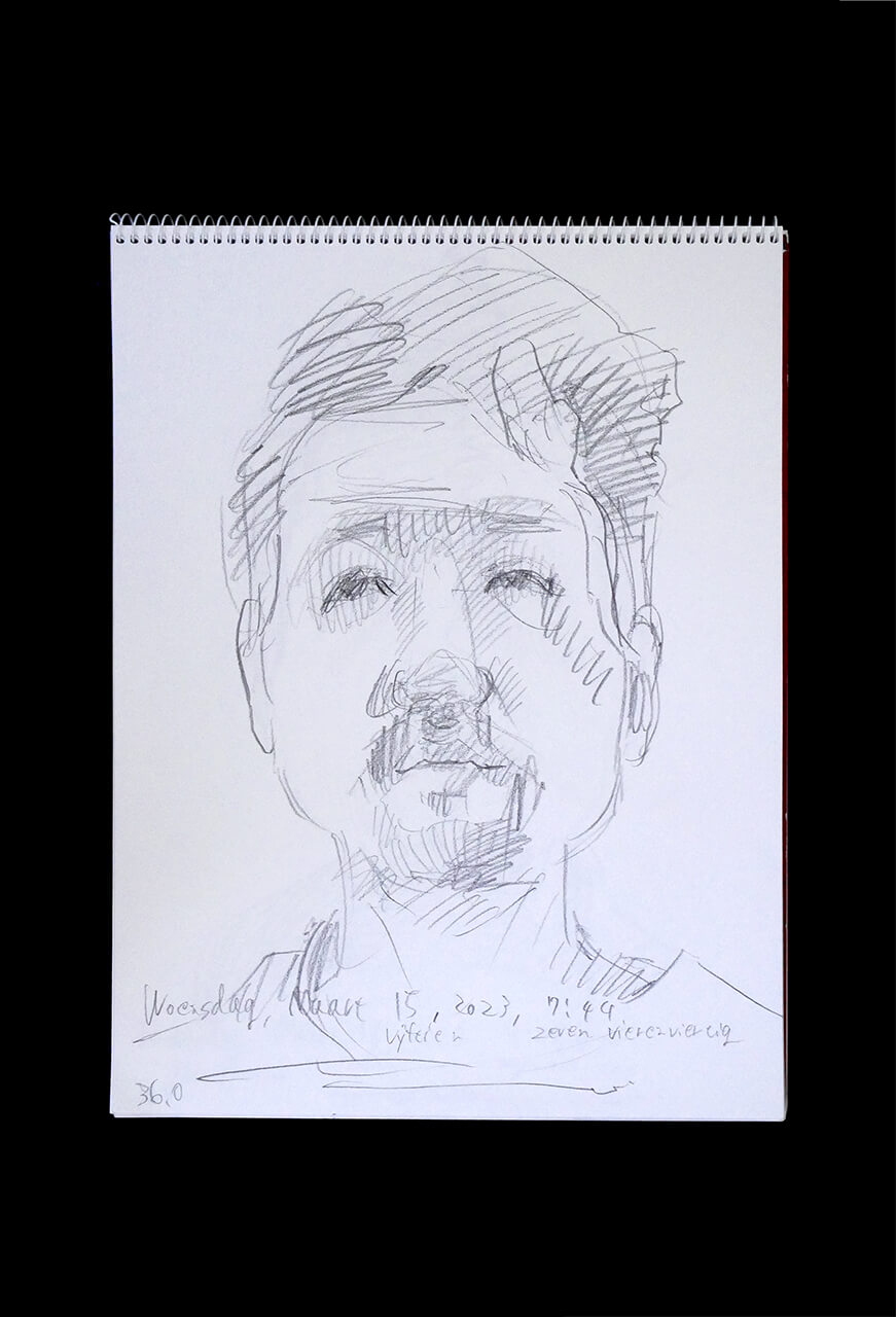 Contemporary artist SHINTAKU Tomoni's 2023/3/15 Self-portrait or pencil drawing