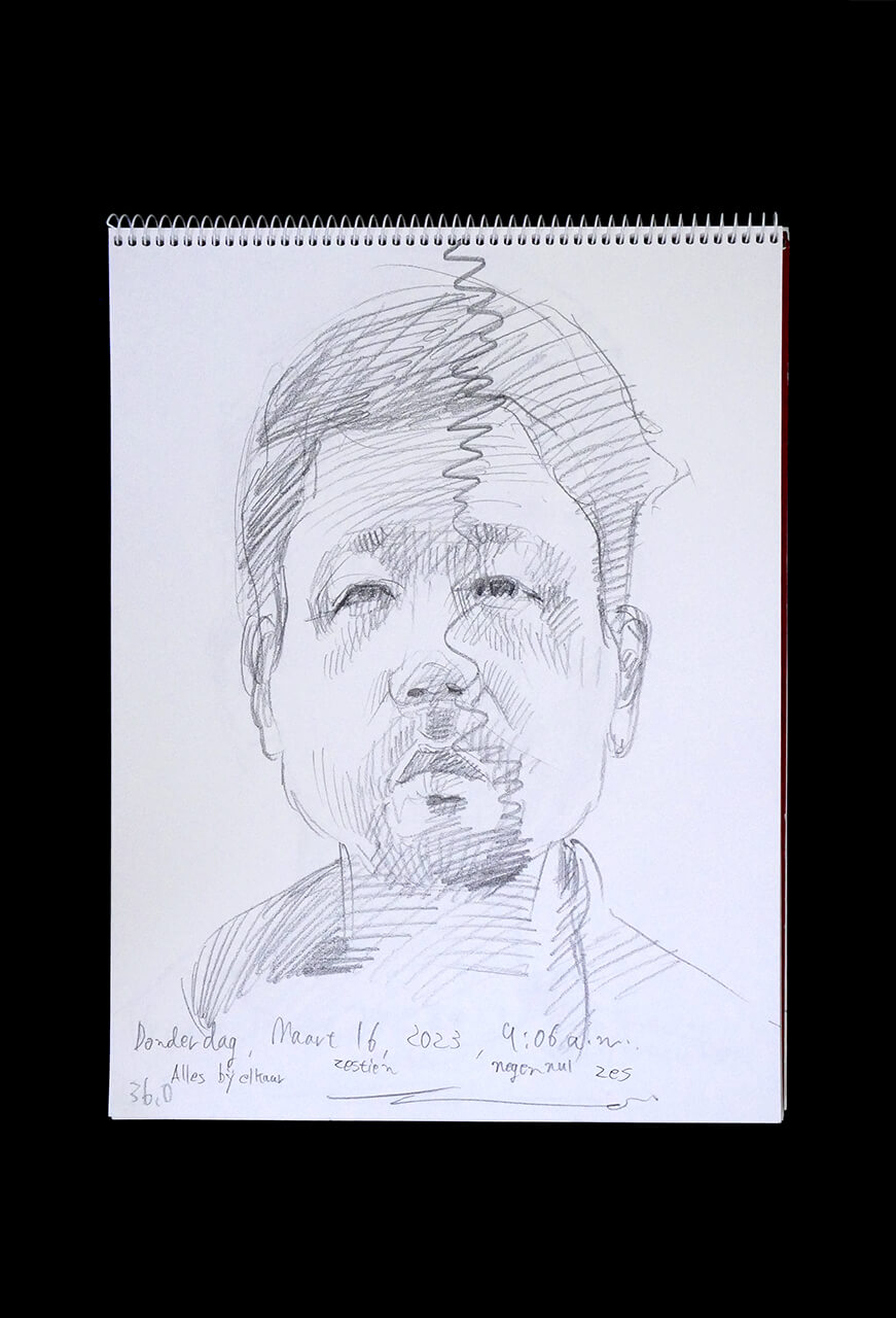 Contemporary artist SHINTAKU Tomoni's 2023/3/16 Self-portrait or pencil drawing