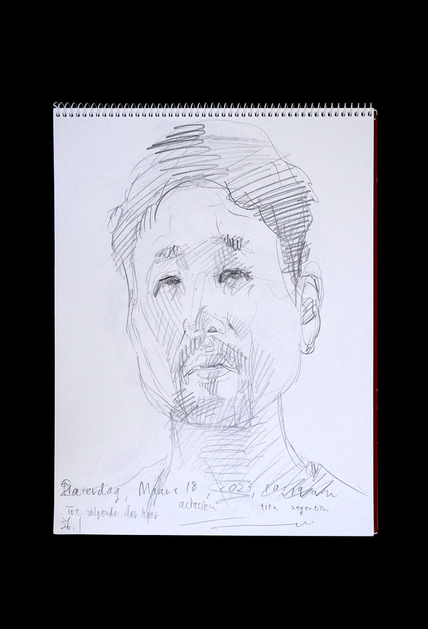 Contemporary artist SHINTAKU Tomoni's 2023/3/18 Self-portrait or pencil drawing