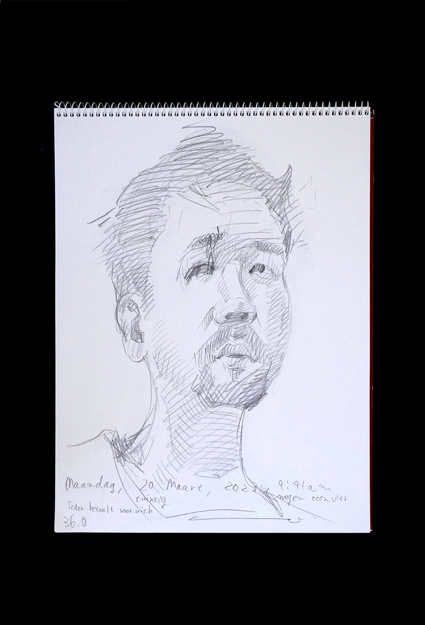 Contemporary artist SHINTAKU Tomoni's 2023/3/20 Self-portrait or pencil drawing