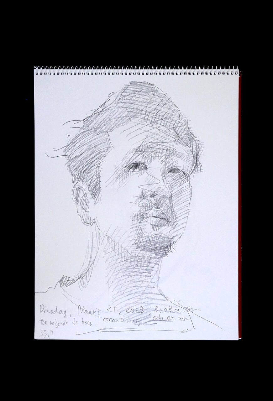 Contemporary artist SHINTAKU Tomoni's 2023/3/21 Self-portrait or pencil drawing