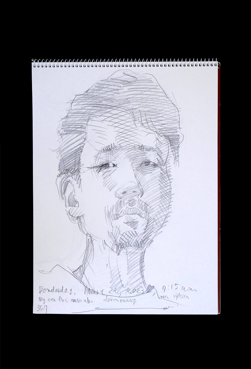 Contemporary artist SHINTAKU Tomoni's 2023/3/23 Self-portrait or pencil drawing