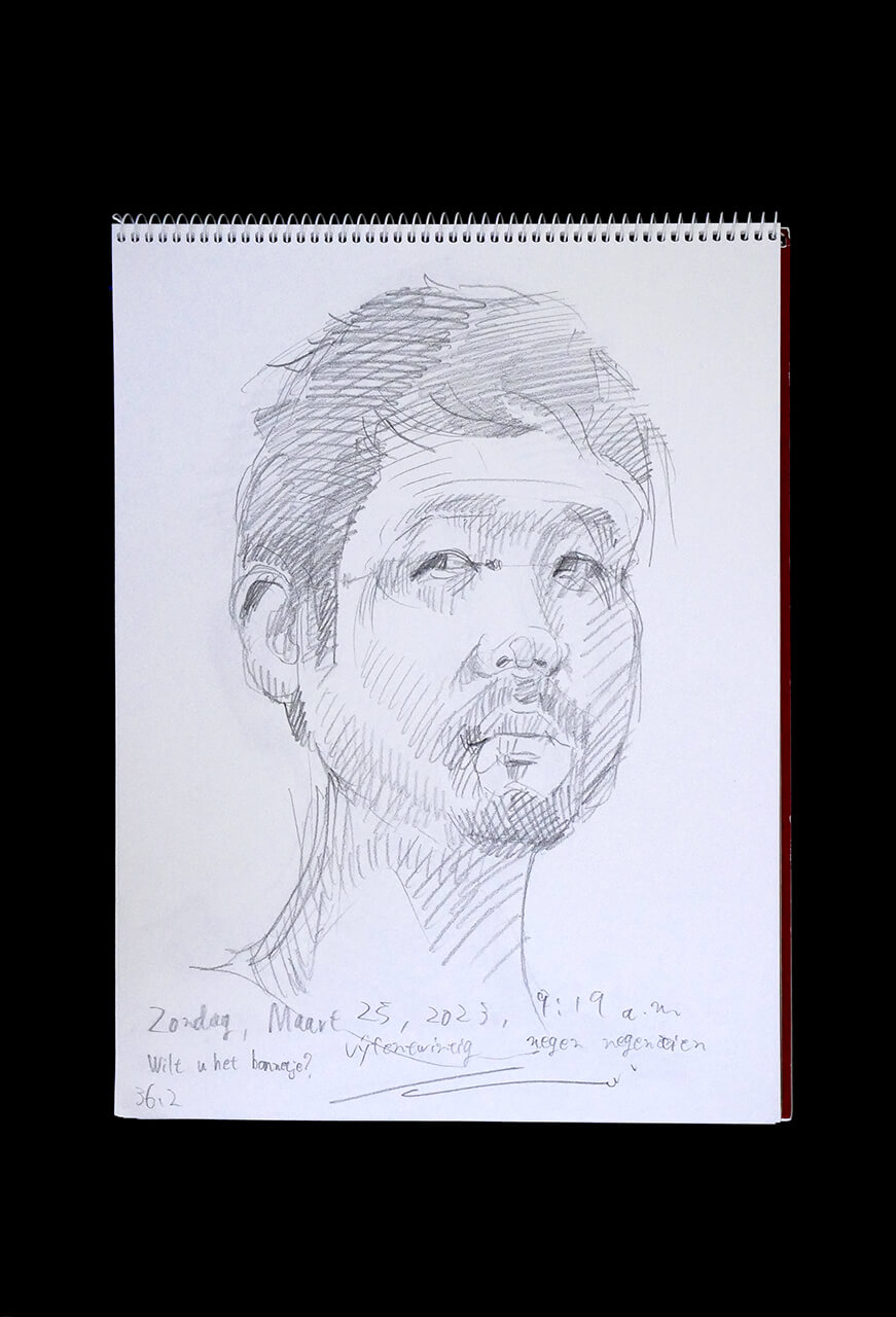 Contemporary artist SHINTAKU Tomoni's 2023/3/25 Self-portrait or pencil drawing