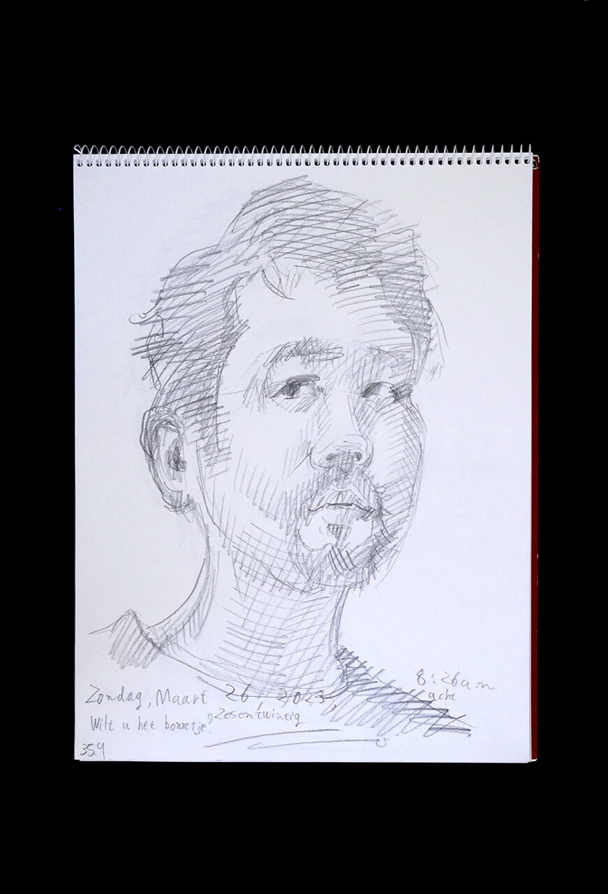 Contemporary artist SHINTAKU Tomoni's 2023/3/26 Self-portrait or pencil drawing