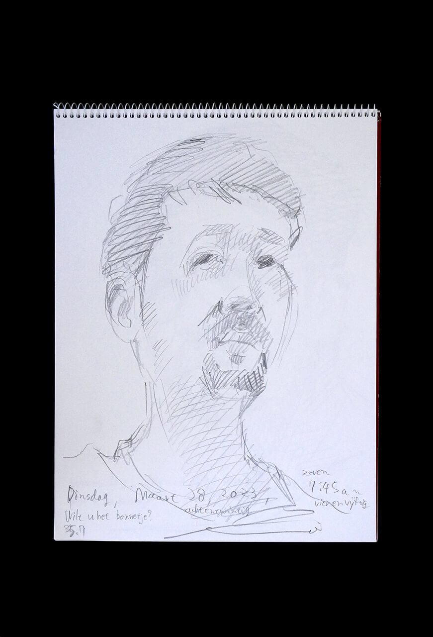 Contemporary artist SHINTAKU Tomoni's 2023/3/28 Self-portrait or pencil drawing