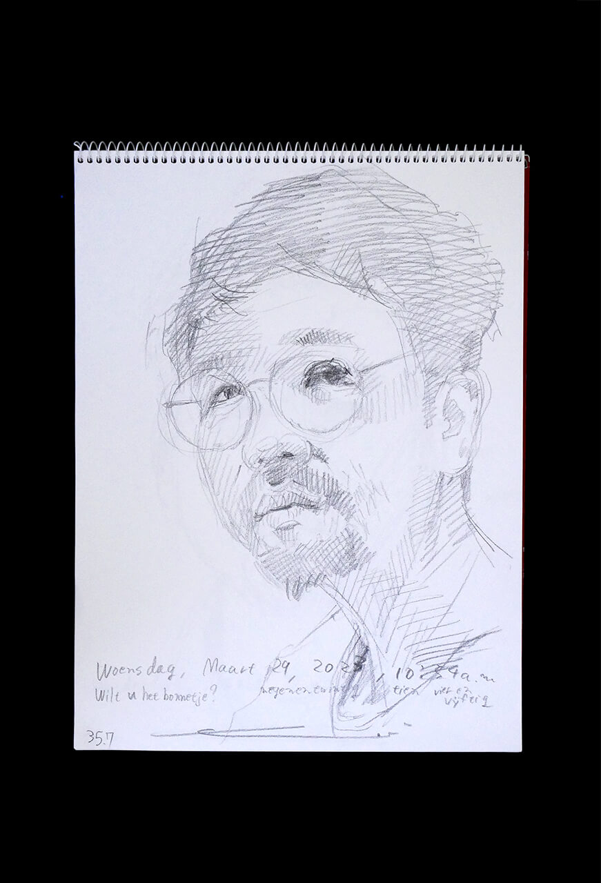 Contemporary artist SHINTAKU Tomoni's 2023/3/29 Self-portrait or pencil drawing