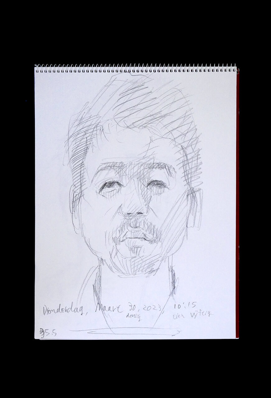 Contemporary artist SHINTAKU Tomoni's 2023/3/30 Self-portrait or pencil drawing
