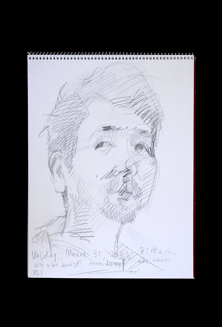 Contemporary artist SHINTAKU Tomoni's 2023/3/31 Self-portrait or pencil drawing