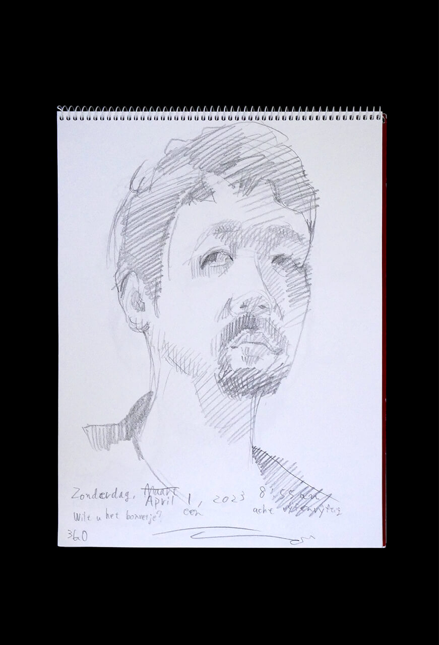 Contemporary artist SHINTAKU Tomoni's 2023/4/1 Self-portrait or pencil drawing