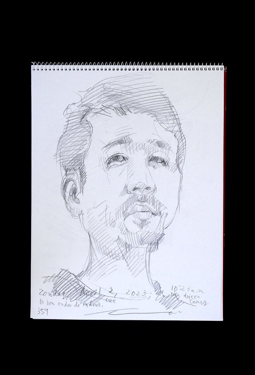 Contemporary artist SHINTAKU Tomoni's 2023/4/2 Self-portrait or pencil drawing