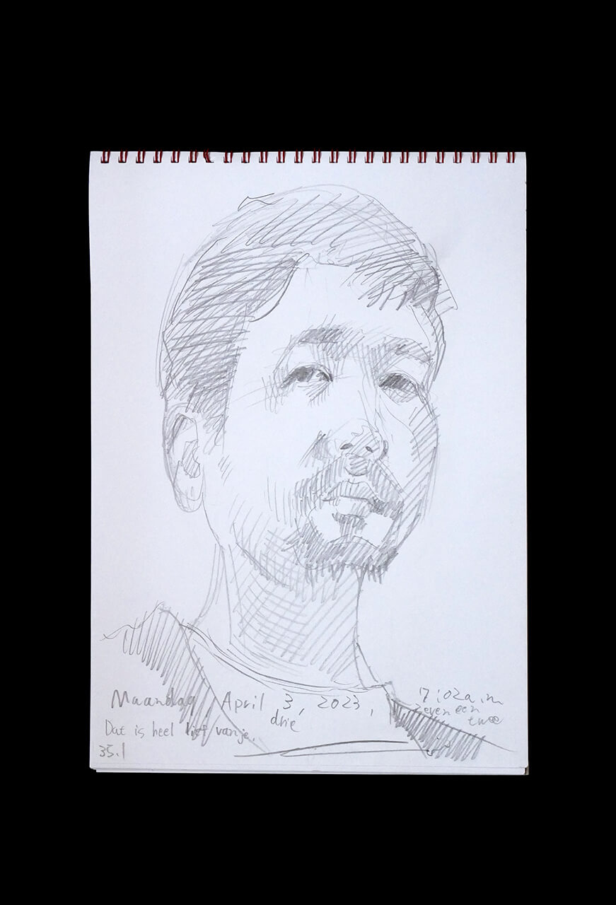 Contemporary artist SHINTAKU Tomoni's 2023/4/3 Self-portrait or pencil drawing