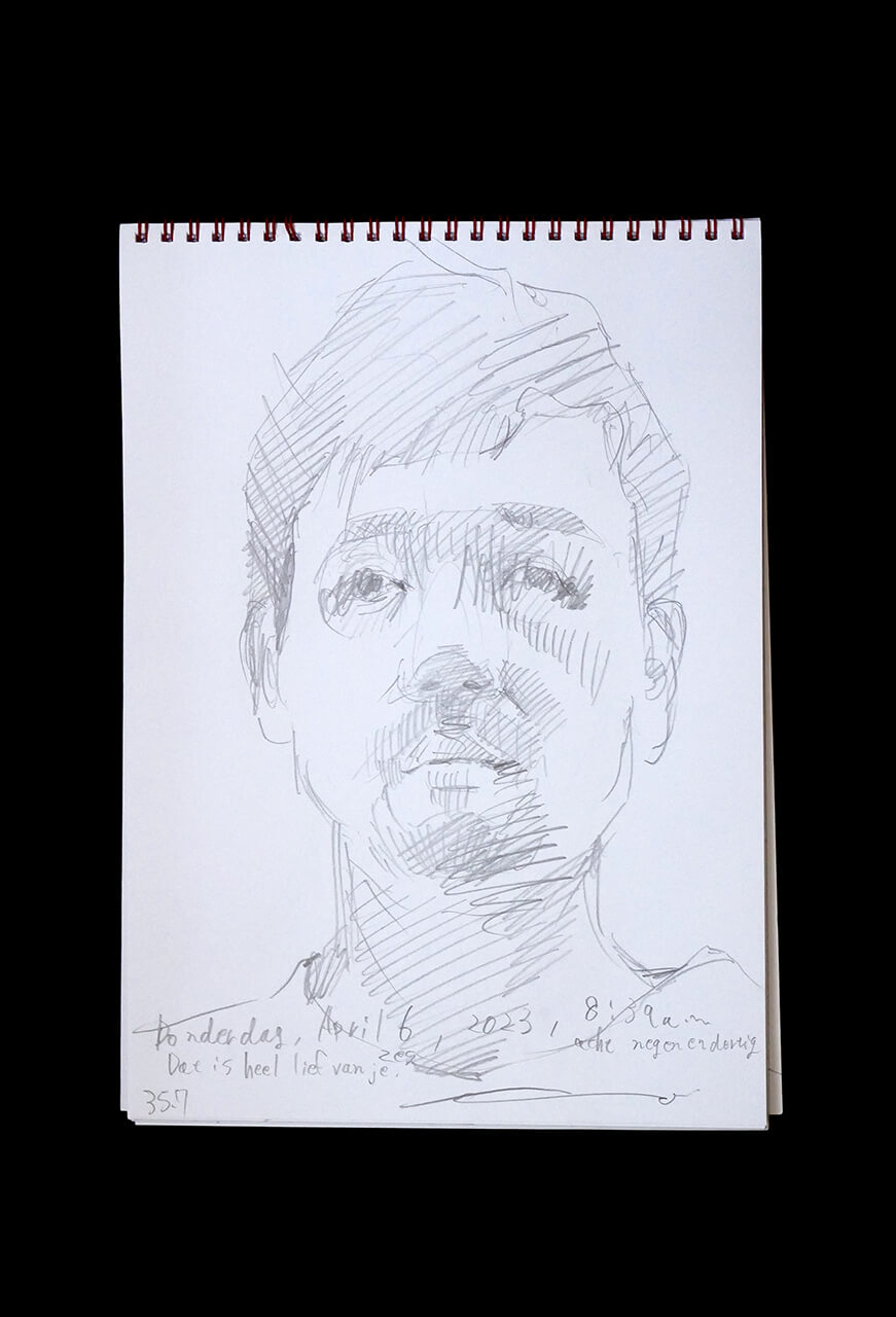 Contemporary artist SHINTAKU Tomoni's 2023/4/6 Self-portrait or pencil drawing