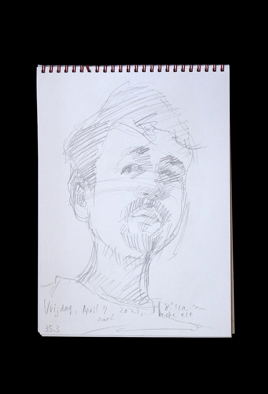 Contemporary artist SHINTAKU Tomoni's 2023/4/7 Self-portrait or pencil drawing