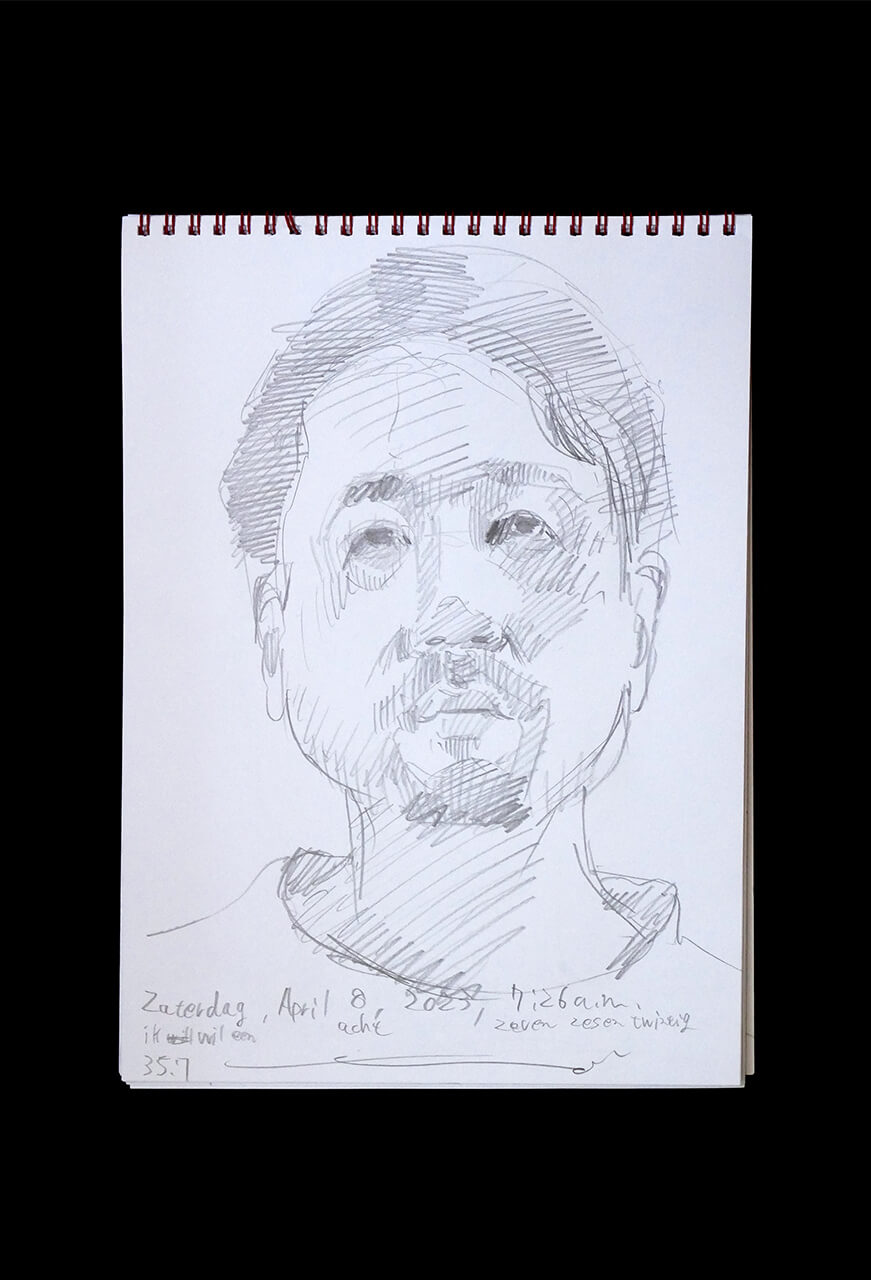 Contemporary artist SHINTAKU Tomoni's 2023/4/8 Self-portrait or pencil drawing