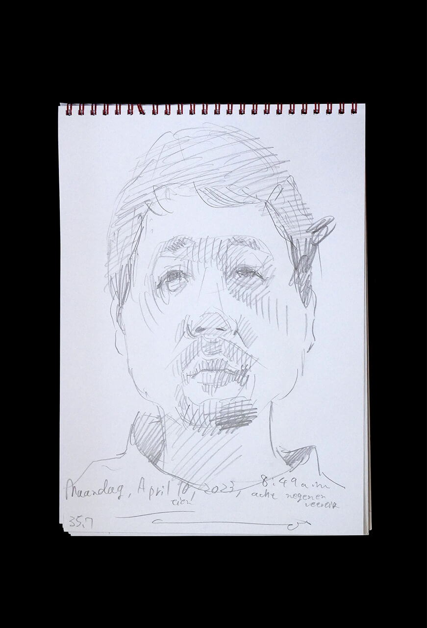 Contemporary artist SHINTAKU Tomoni's 2023/4/10 Self-portrait or pencil drawing