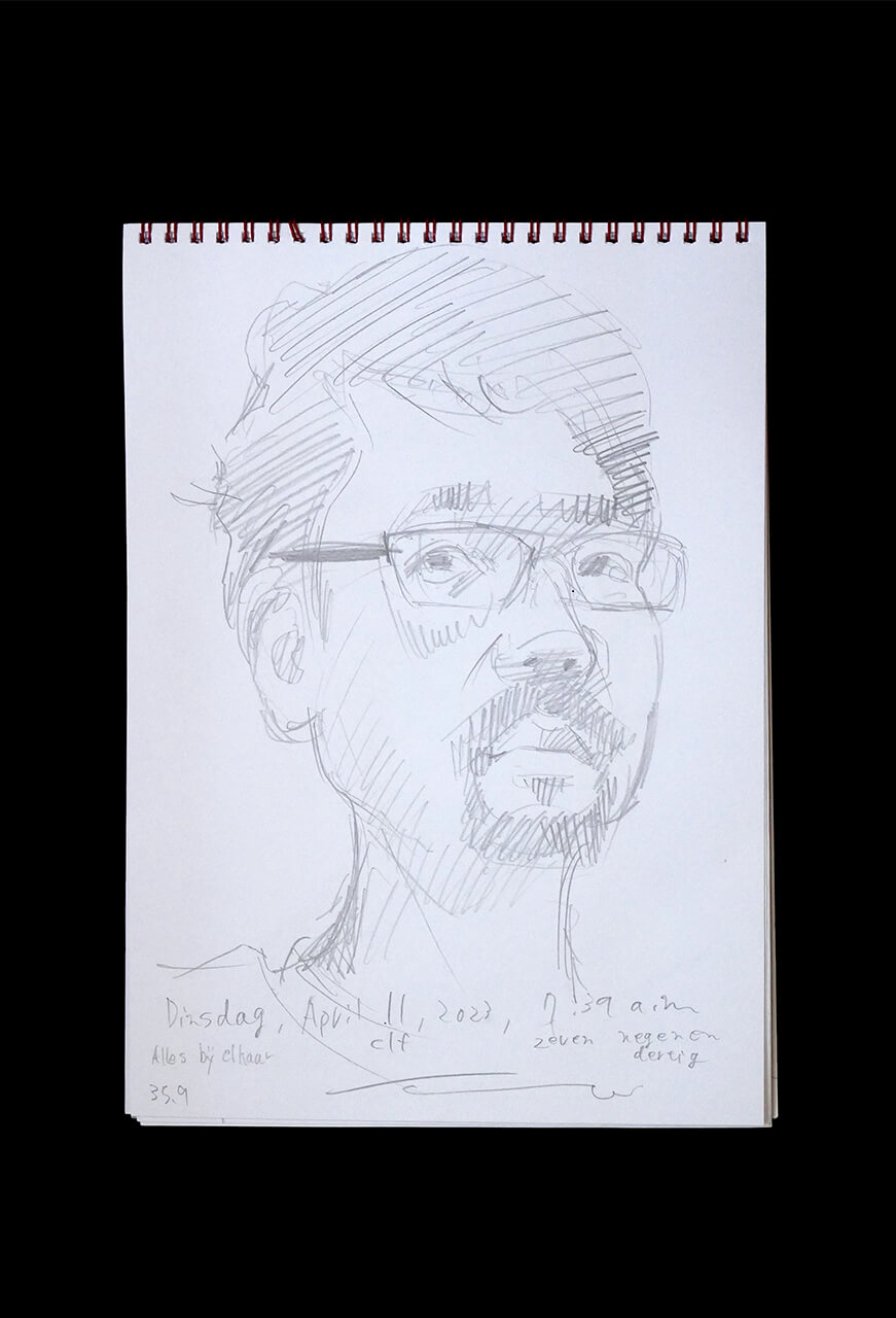 Contemporary artist SHINTAKU Tomoni's 2023/4/11 Self-portrait or pencil drawing