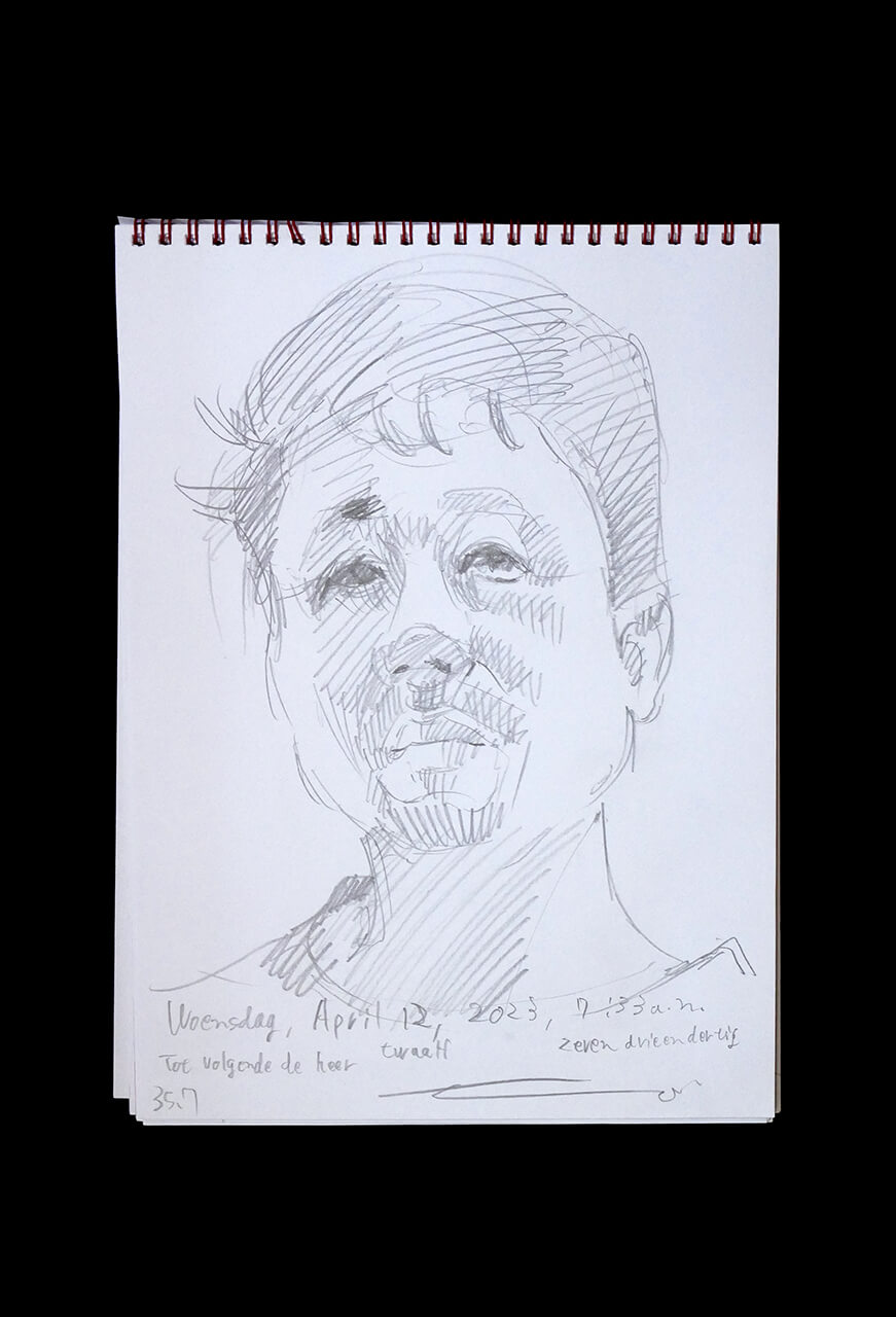 Contemporary artist SHINTAKU Tomoni's 2023/4/12 Self-portrait or pencil drawing