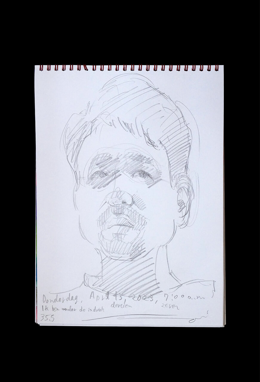 Contemporary artist SHINTAKU Tomoni's 2023/4/13 Self-portrait or pencil drawing