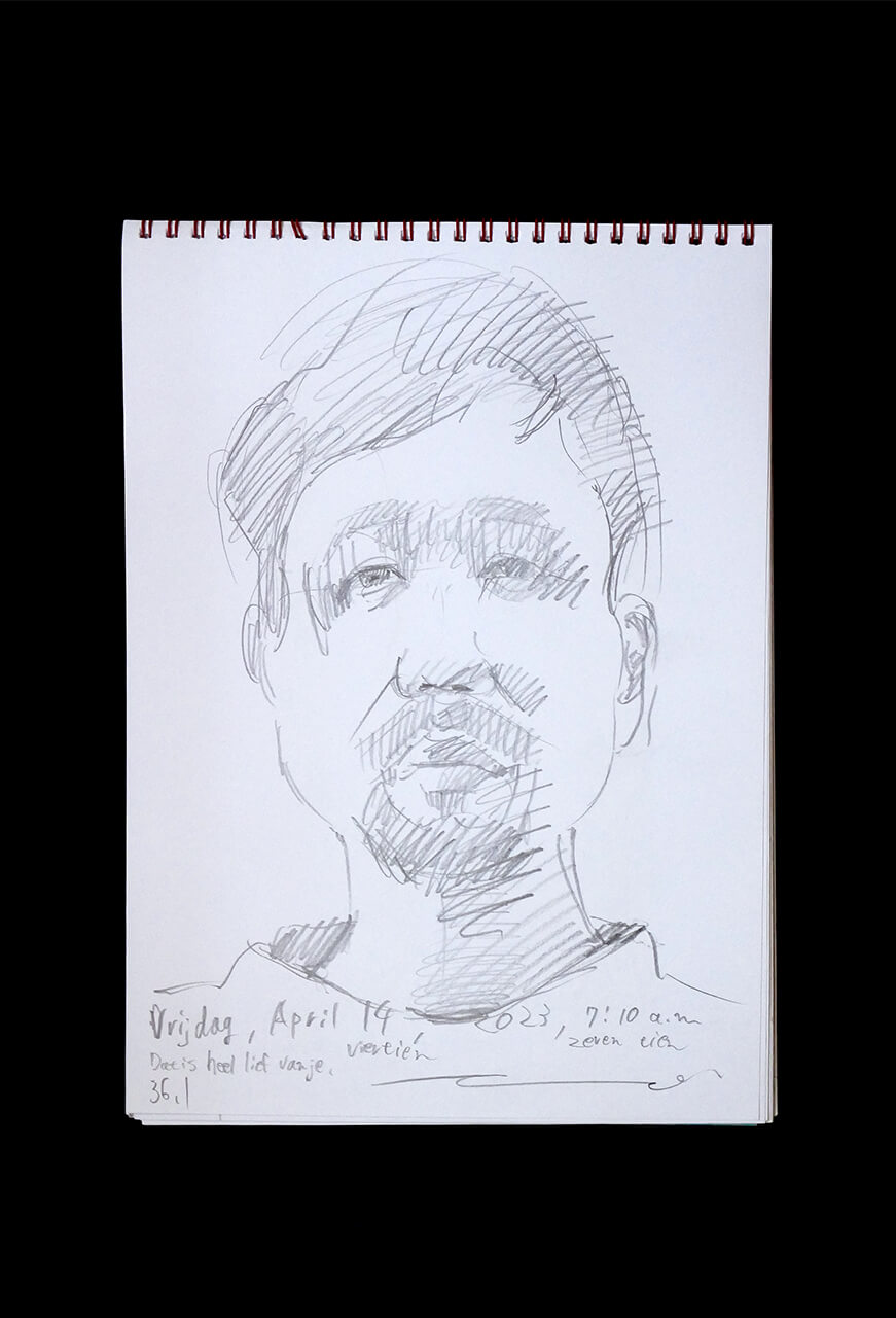 Contemporary artist SHINTAKU Tomoni's 2023/4/14 Self-portrait or pencil drawing