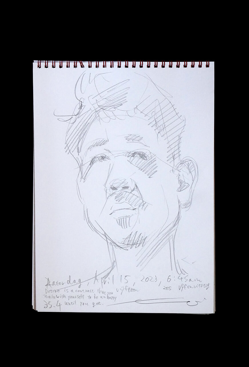 Contemporary artist SHINTAKU Tomoni's 2023/4/15 Self-portrait or pencil drawing