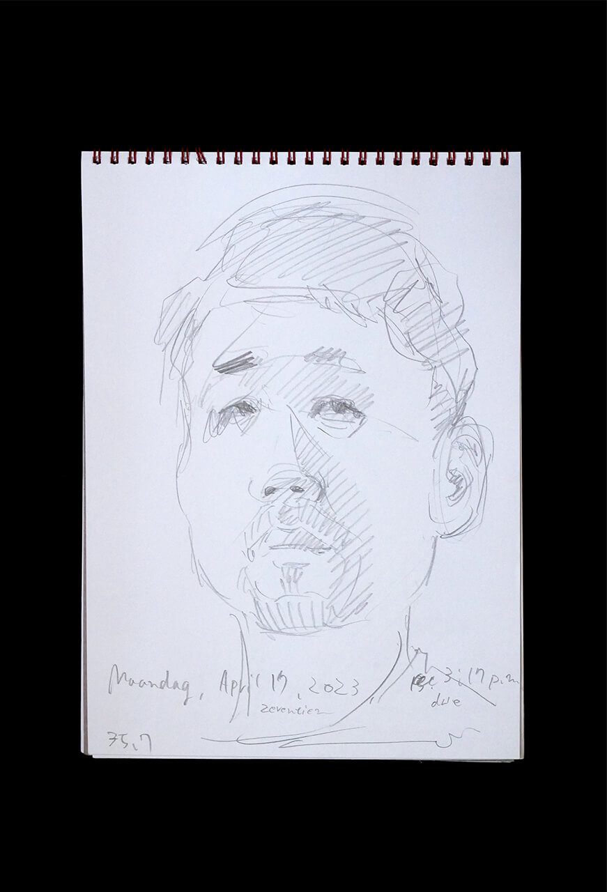 Contemporary artist SHINTAKU Tomoni's 2023/4/17 Self-portrait or pencil drawing