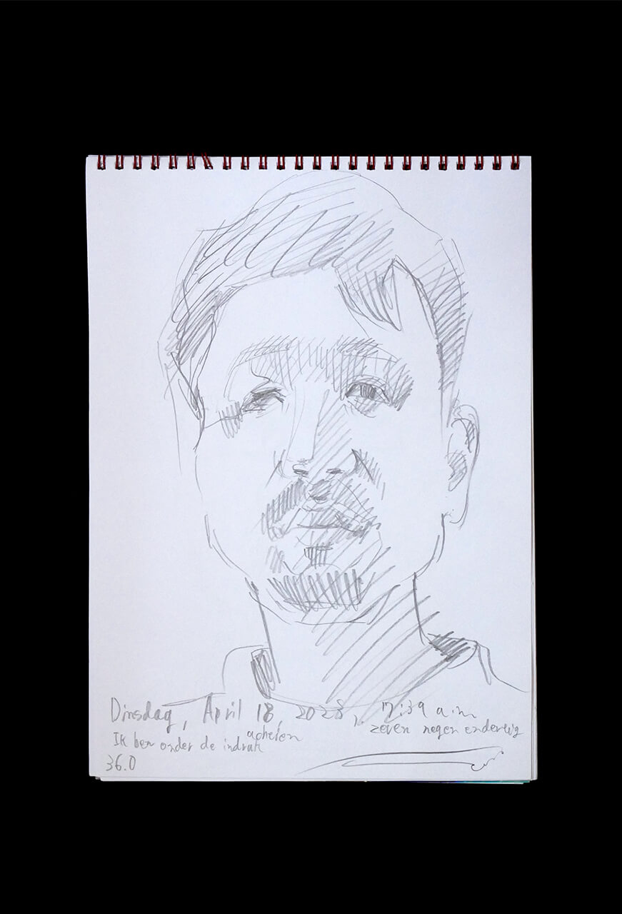 Contemporary artist SHINTAKU Tomoni's 2023/4/18 Self-portrait or pencil drawing