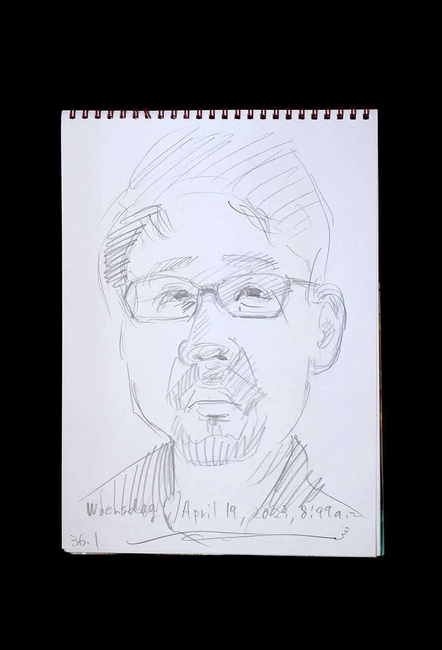 Contemporary artist SHINTAKU Tomoni's 2023/4/19 Self-portrait or pencil drawing