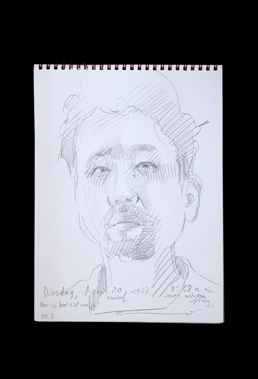 Contemporary artist SHINTAKU Tomoni's 2023/4/20 Self-portrait or pencil drawing