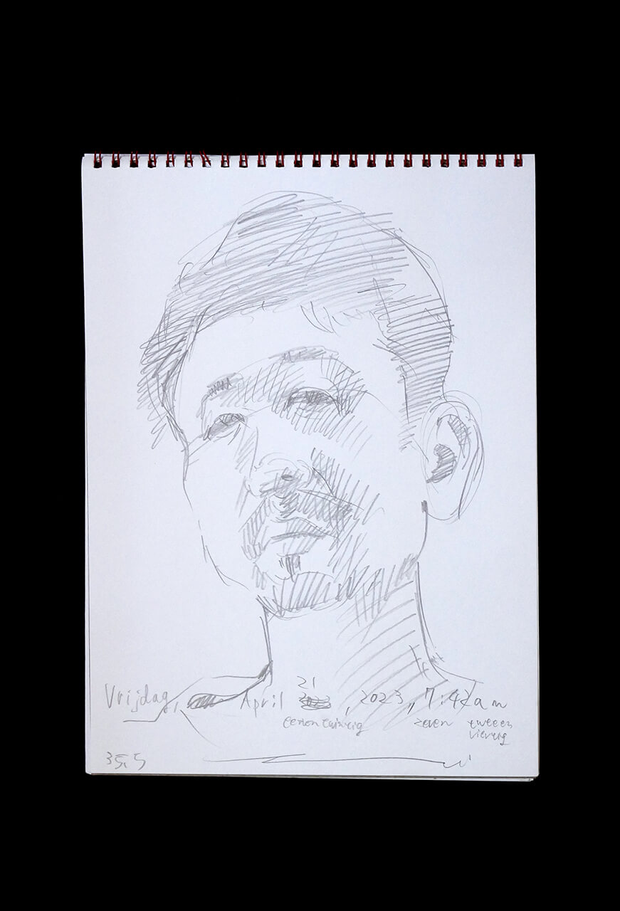 Contemporary artist SHINTAKU Tomoni's 2023/4/21 Self-portrait or pencil drawing