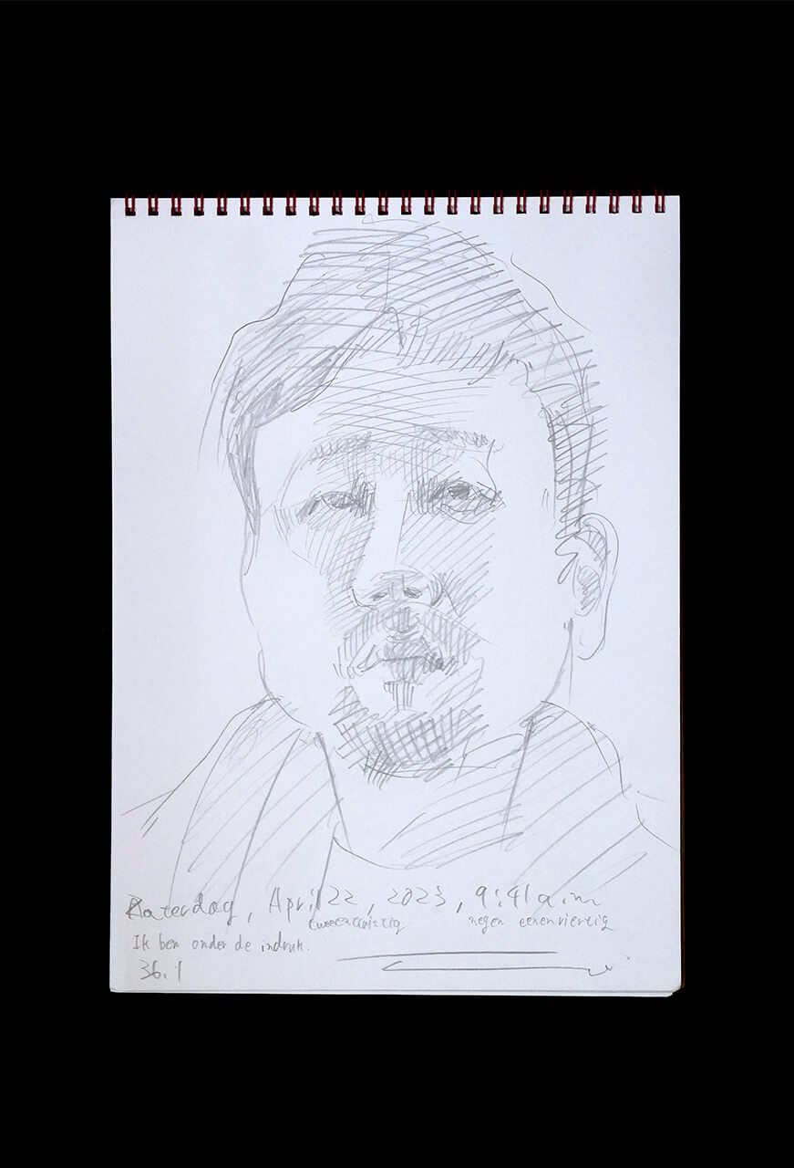 Contemporary artist SHINTAKU Tomoni's 2023/4/22 Self-portrait or pencil drawing