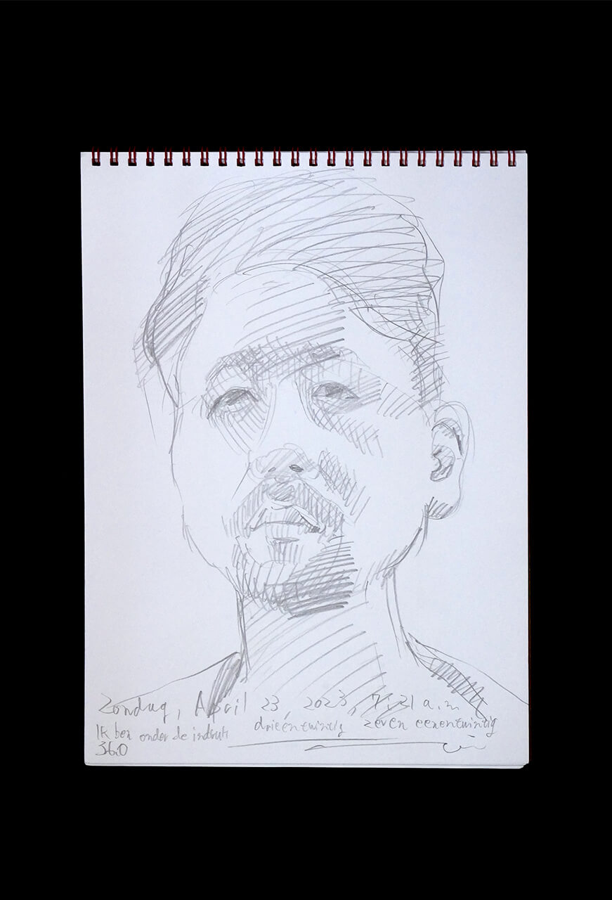 Contemporary artist SHINTAKU Tomoni's 2023/4/23 Self-portrait or pencil drawing